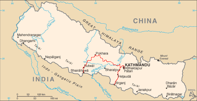 Route durch Nepal